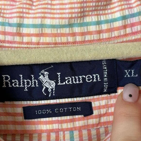 Ralph Lauren 100% Cotton Dress Pink Shirt Striped Size XL - Picture 7 of 7